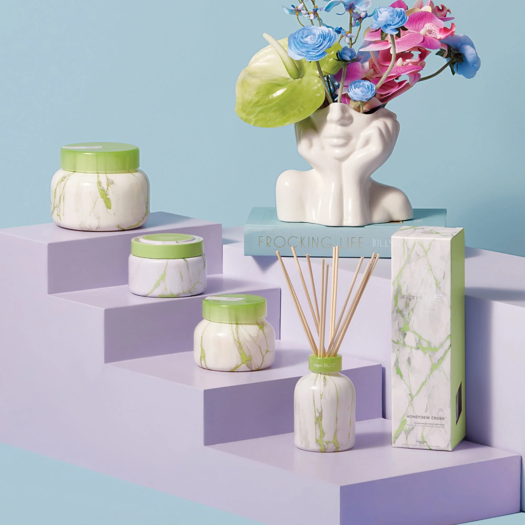 Honeydew Crush Modern Marble Printed Travel Tin Candle - Image 3